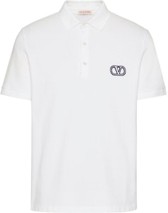 Valentino SS23 Kaos Polo Putih dengan Cetak Logo Huruf. VMH01K954-0BO Order Valentino SS23 Kaos Polo Putih dengan Cetak Logo Huruf. VMH01K954-0BO