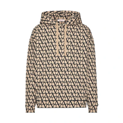 Valentino SS23 All-Over Print Beige Hoodie Casual Wear 3V3MF25R9KD-MYL