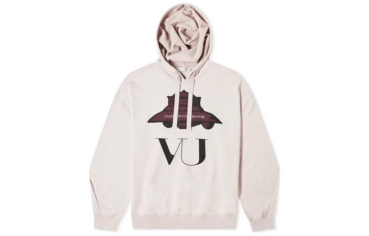 Valentino SS23 Beige Letter Printed Hoodie Long Sleeve SV0MF07K5QLDD7