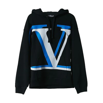 Valentino SS23 Black Cotton Hooded Long-Sleeve Hoodie UV3MF14J-6K5-KU7
