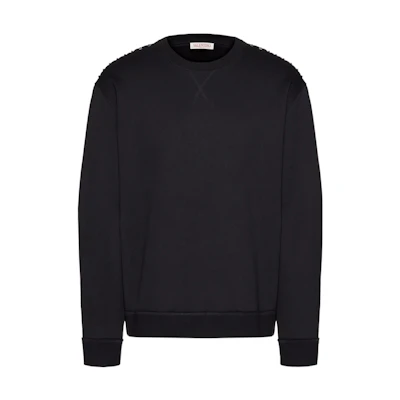 Valentino SS23 Black Crewneck Pullover Sweatshirt VMF03U95S0NO