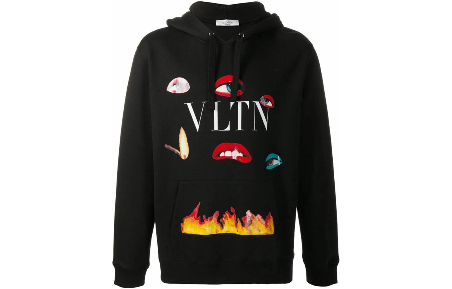Valentino SS23 Black Flame Print Sweatshirt UV3MF15G6KT0NO