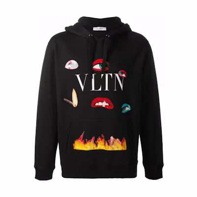 Valentino SS23 Black Flame Print Sweatshirt UV3MF15G6KT0NO