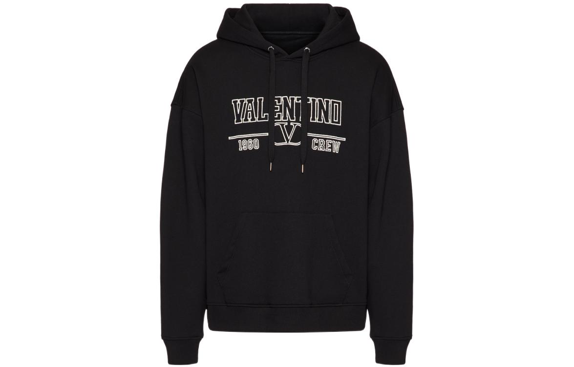 Valentino SS23 Black Hoodie with Logo Print 2V3MF22W9350NI