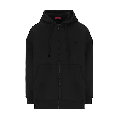 Valentino SS23 Black Solid Color Zip-Up Drawstring Hooded Jacket 1V0MF24B8VP-0NO