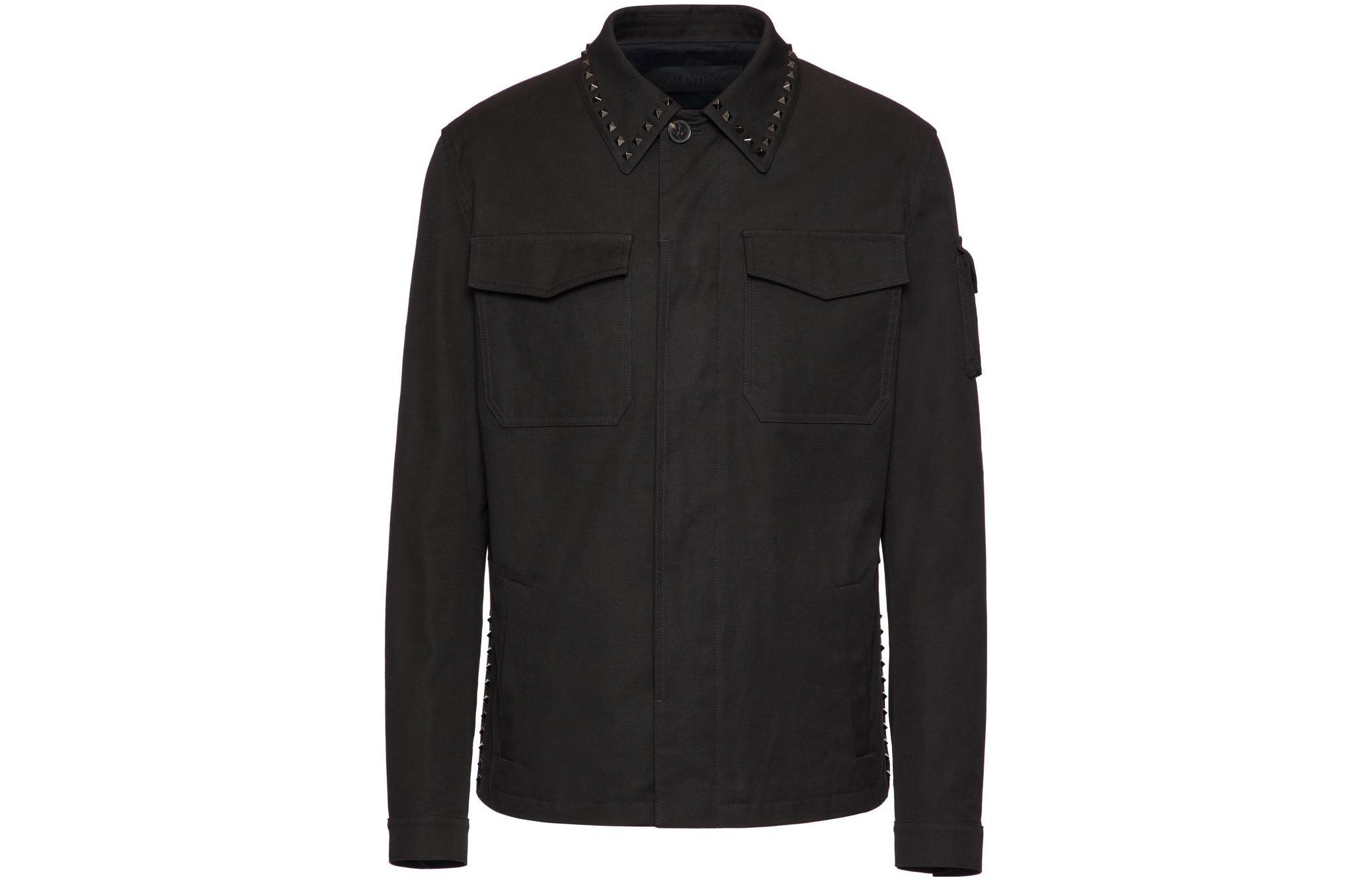 Valentino SS23 Black Studded Shirt-Style Jacket for Men 2V2CSSC1943-0NO