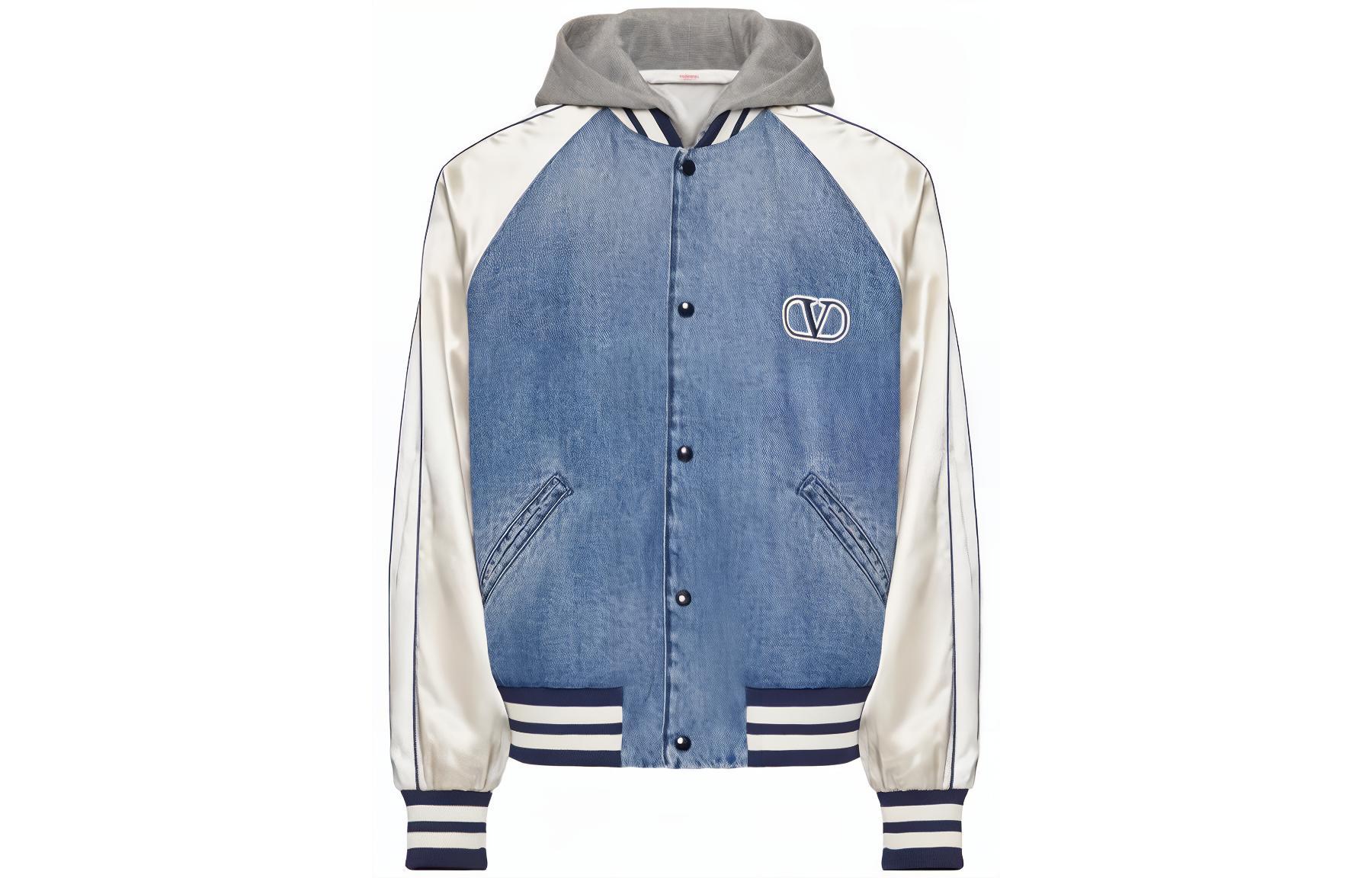 Valentino SS23 Blue Denim Patchwork Hooded Jacket 2V3DC02S91F558