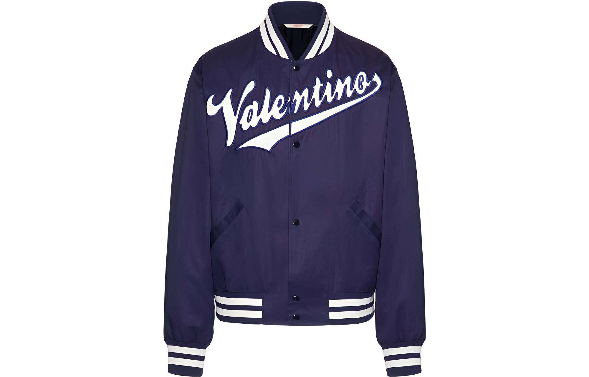 Valentino SS23 Blue Long-Sleeve Jacket with Logo Embroidery Patch 2V3CIM1690PD51