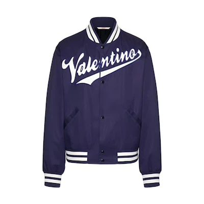 Valentino SS23 Blue Long-Sleeve Jacket with Logo Embroidery Patch 2V3CIM1690PD51