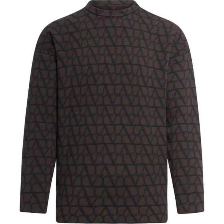 Valentino SS23 Brown Crewneck Long Sleeve Pullover Sweatshirt 3V3KC27A9K3MYW