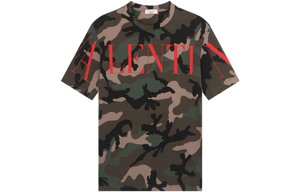 Valentino SS23 Camouflage Letter Print Crewneck T-Shirt Men’s Camouflage SV0MG04G5SL-J63