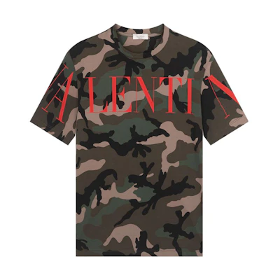 Valentino SS23 Camouflage Letter Print Crewneck T-Shirt Men’s Camouflage SV0MG04G5SL-J63