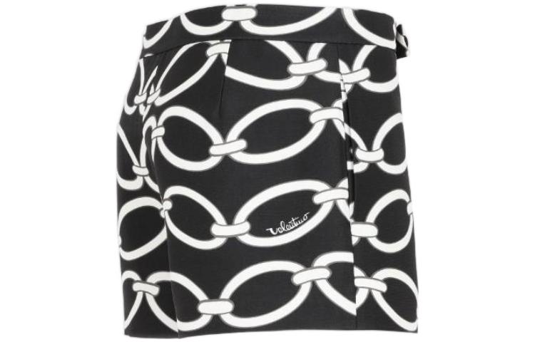 Shop Valentino SS23 Rok Mini Hitam Motif Rantai Lengkap 2B3RA9957N5-0NA