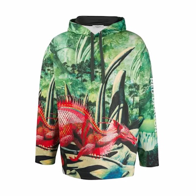 Valentino SS23 Green Oversized Graphic Hoodie for Men TV0KC08L6AH-83M