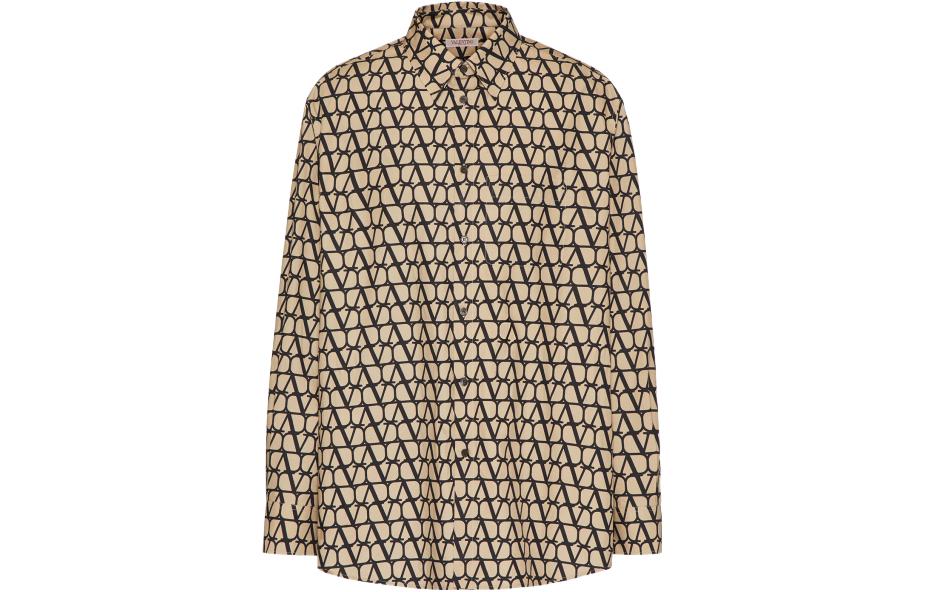 Valentino SS23 Letter Logo Printed Oversized Long Sleeve Shirt Men Multicolor. 3V3ABA979GFMYL