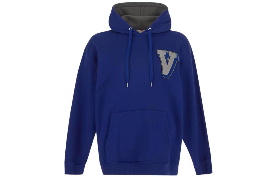 Valentino SS23 Letter Logo Towel Embroidery Drawstring Hoodie Blue Men’s 2V3MF15P95GAK8