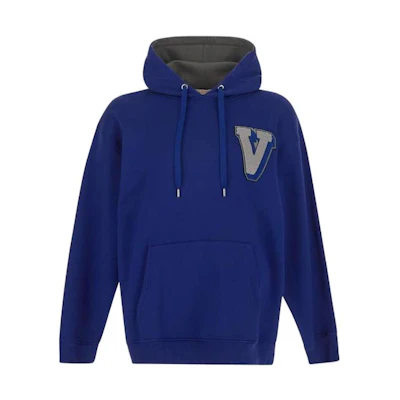 Valentino SS23 Letter Logo Towel Embroidery Drawstring Hoodie Blue Men’s 2V3MF15P95GAK8