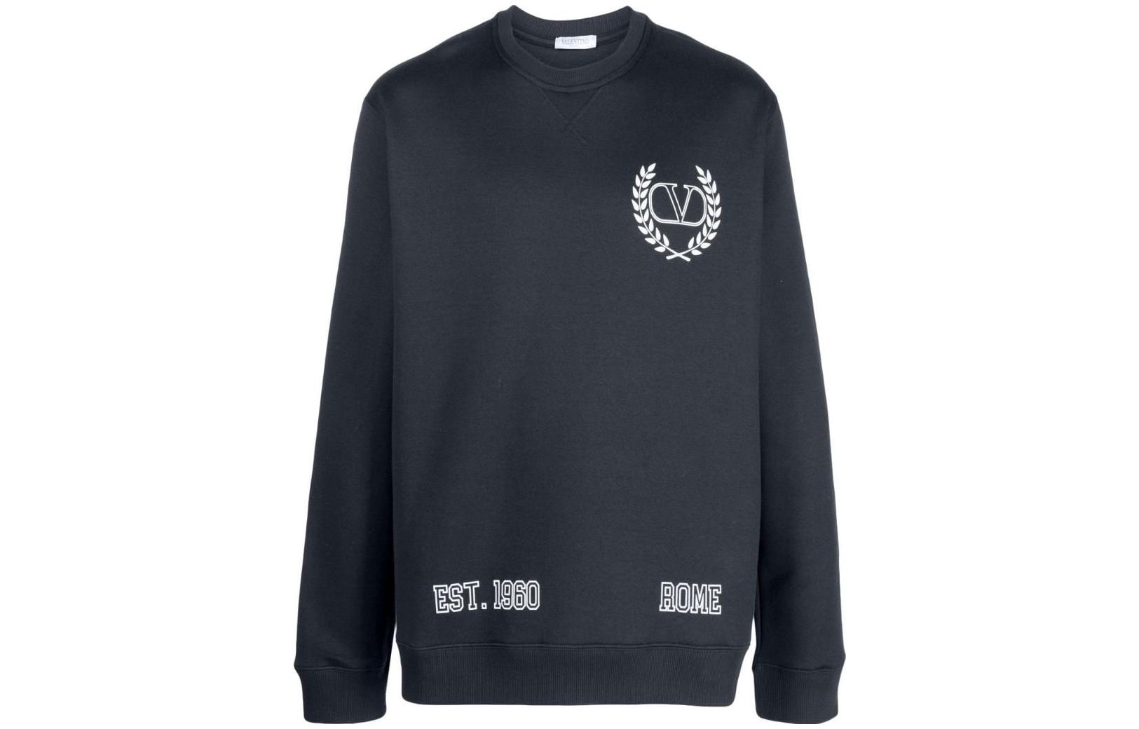 Valentino SS23 Logo Embroidered Crewneck Sweatshirt Black VMF14M93N-NB4