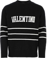 Valentino SS23 Logo Intarsia Pullover Sweater Black 2V3KC23N94V-0NA Valentino SS23 Logo Intarsia Pullover Sweater Black 2V3KC23N94V-0NA