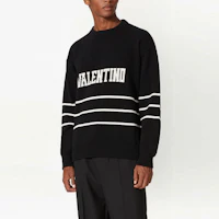 Purchase Valentino SS23 Logo Intarsia Pullover Sweater Black 2V3KC23N94V-0NA
