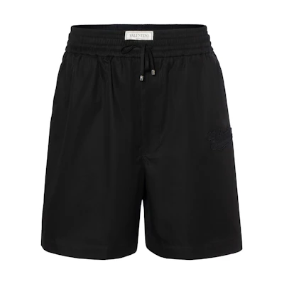 Valentino SS23 Logo Patch Cotton Bermuda Casual Shorts 2V3RDC628YH0NO