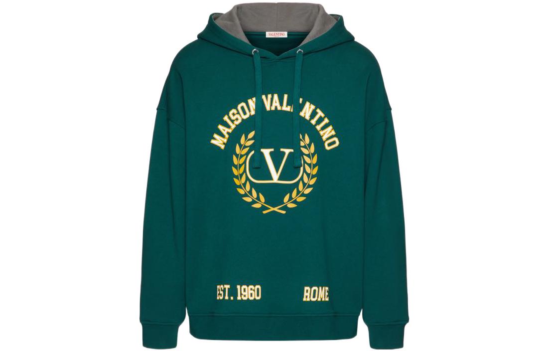 Valentino SS23 Logo Print Drawstring Long Sleeve Hoodie Green 2V3MF22W93KUY9