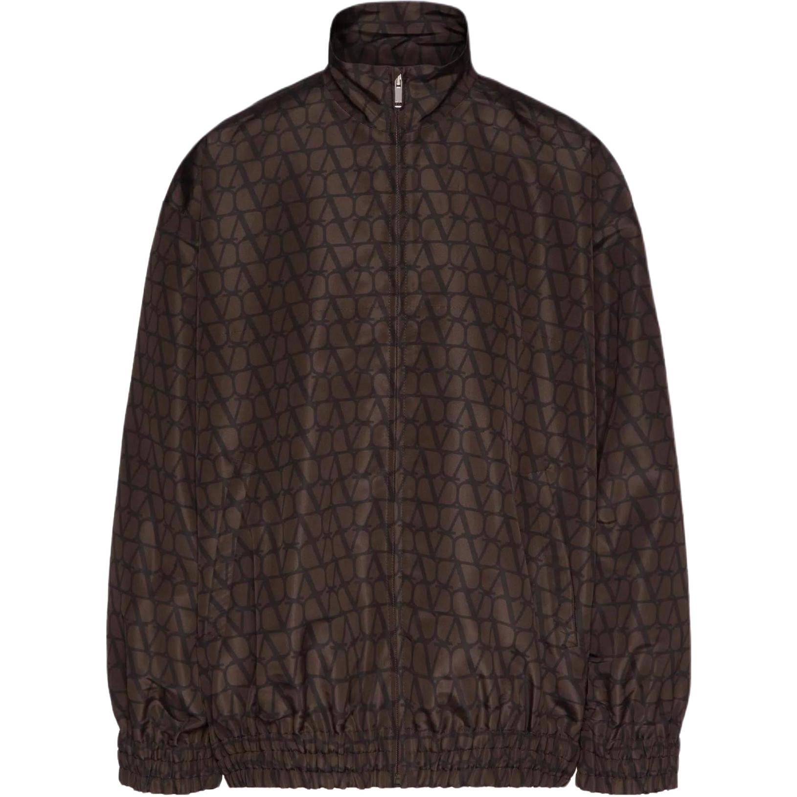 Valentino SS23 Logo Print Zip-Up Jacket Brown VCIN509D0-MYW