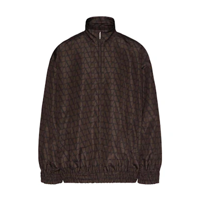 Valentino SS23 Logo Print Zip-Up Jacket Brown VCIN509D0-MYW