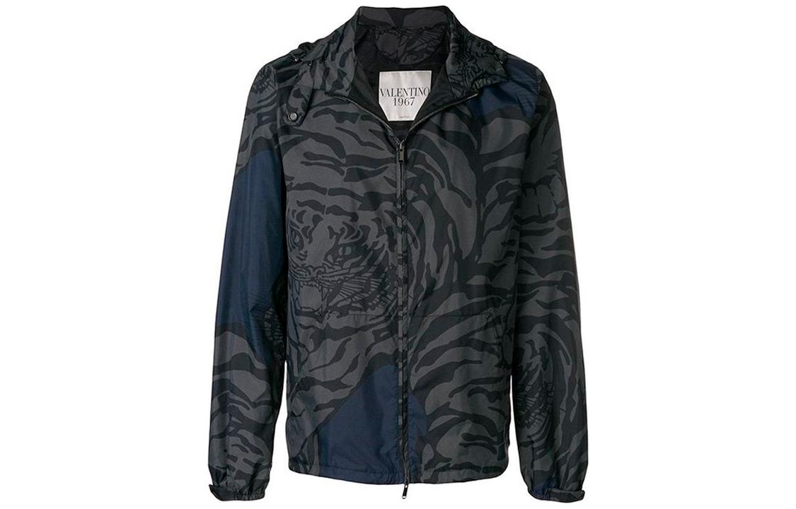 Valentino SS23 Loose Fit Leopard Print Zip Jacket - Gray QV0CI351-GET-GWM