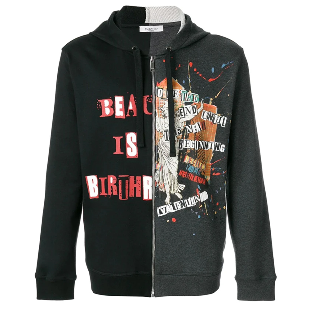 Valentino SS23 Multicolor Letter Print Zip-Up Sweatshirt Multicolor NV0MF07S-3TV-372