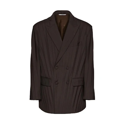 Valentino SS23 Nylon Double-Breasted Jacket in Dark Brown 2V0CEE319DPE05