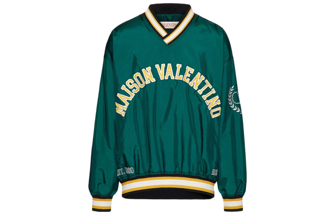 Valentino SS23 Nylon Sweatshirt Green V-Logo Embroidery VCIM5092AUVW