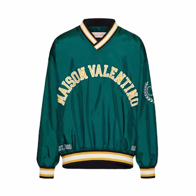 Valentino SS23 Nylon Sweatshirt Green V-Logo Embroidery VCIM5092AUVW