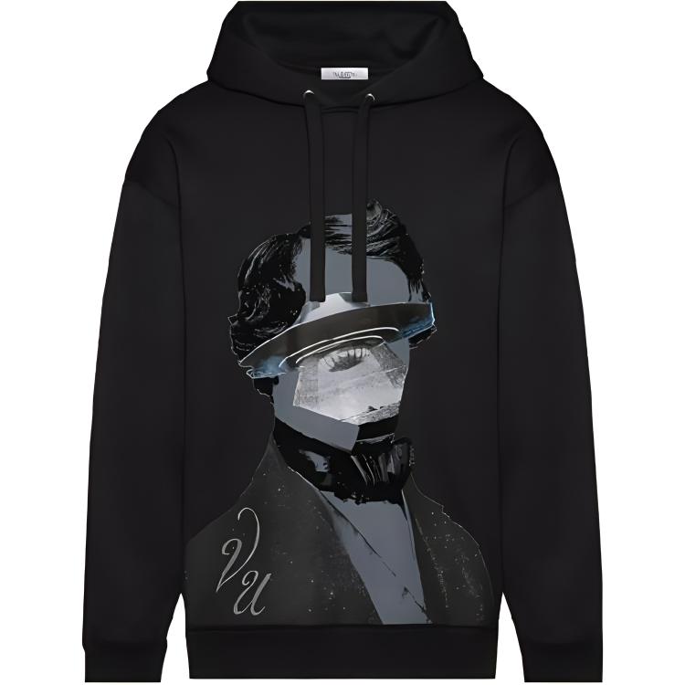 Valentino SS23 Oversized Graphic Hoodie Black - SV0MF07A-5PH-DH7