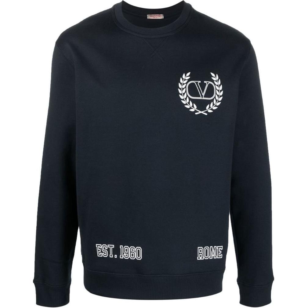 Valentino SS23 Pattern Print Crewneck Pullover Sweatshirt Blue 2V3MF14M93N