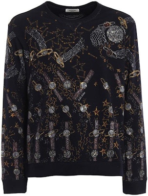 Valentino SS23 Jaket Denim Pola Cetak Hitam Gaya Sweatshirt. PV3MF07Z-4TJ-QW0 Buy Valentino SS23 Jaket Denim Pola Cetak Hitam Gaya Sweatshirt. PV3MF07Z-4TJ-QW0