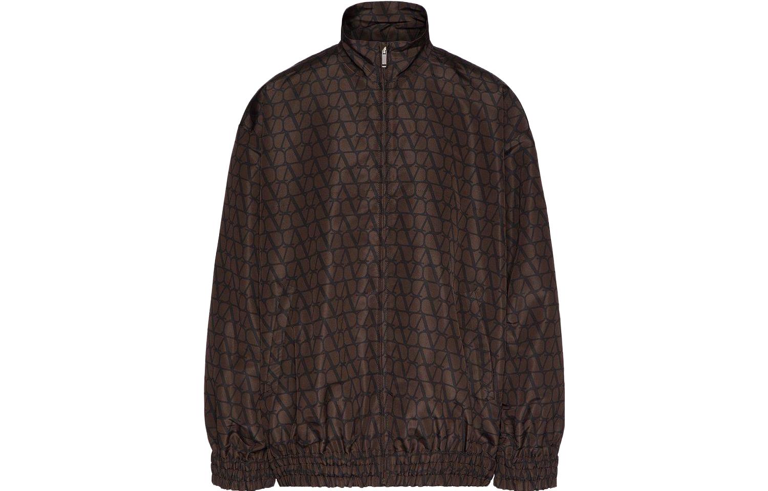 Valentino SS23 Pattern Print High-Neck Zip Jacket Men’s Ebony Black 2V0CIN509D0-MYW