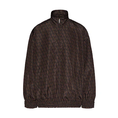 Valentino SS23 Pattern Print High-Neck Zip Jacket Men’s Ebony Black 2V0CIN509D0-MYW