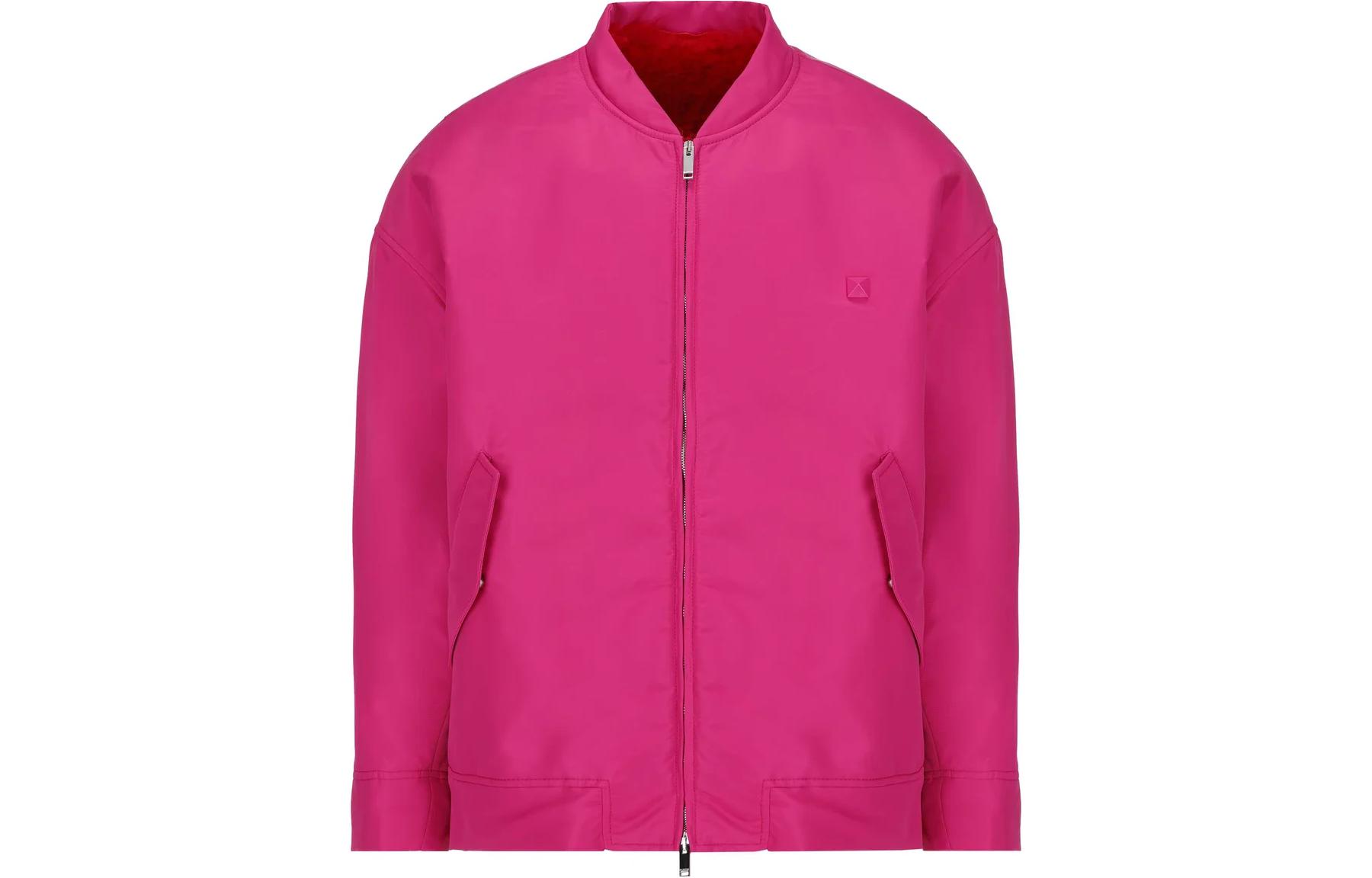Valentino SS23 Pink Solid Color Zip-Up Long Sleeve Jacket 1V0CIM357TVLUW