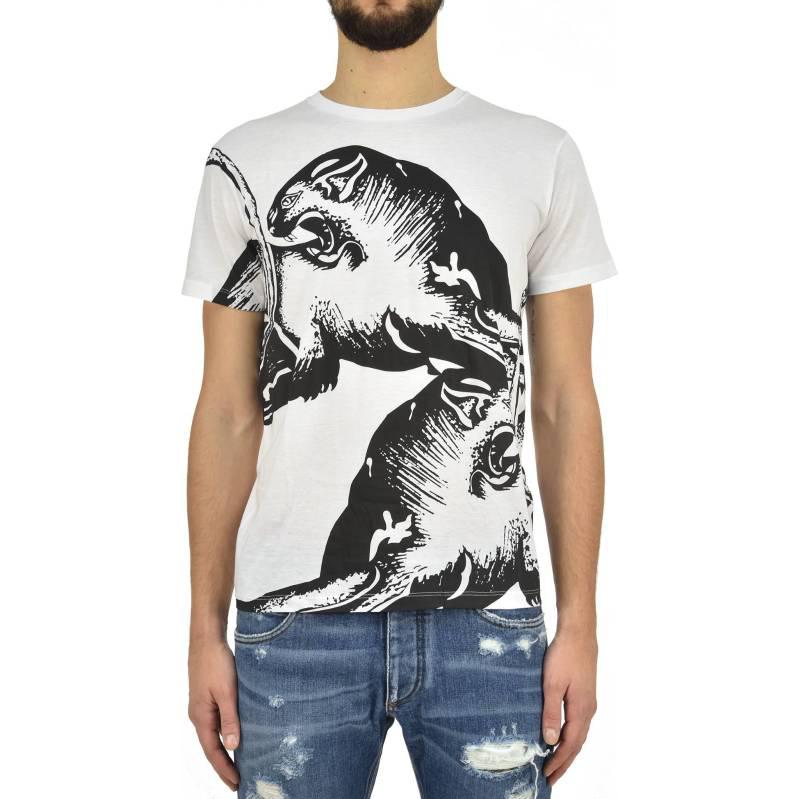 Lookbook Valentino SS23 Printed Crew Neck Short Sleeve T-Shirt White  T-Shirt. MV0MG08F3MH0BO