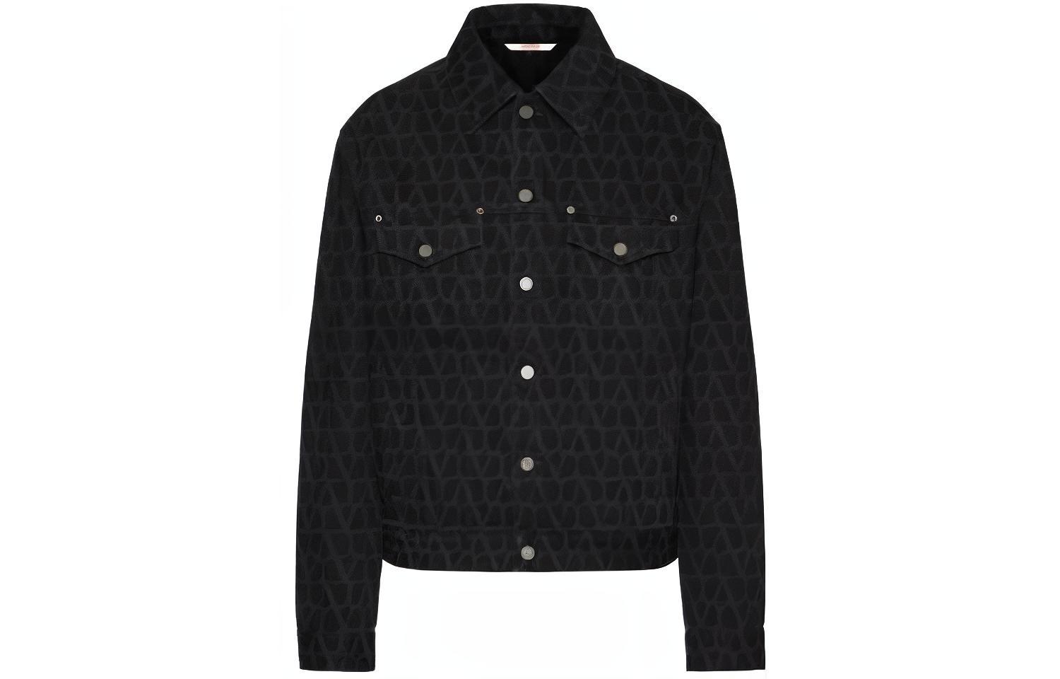 Valentino SS23 Printed Single-Breasted Long-Sleeve Jacket Black Male VDC03C9L80NO