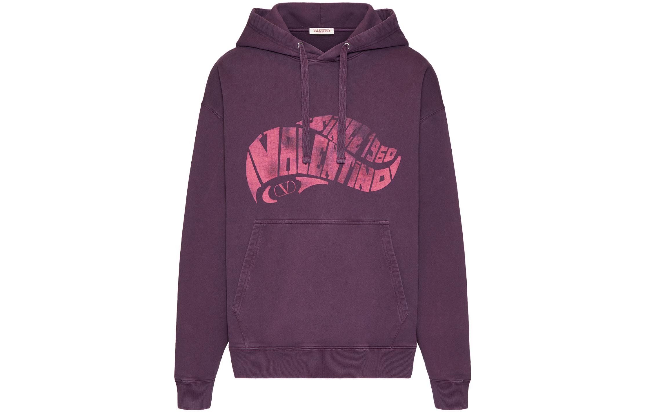 Valentino SS23 Purple Letter Print Hoodie Long Sleeve Pullover VMF25R9K9817