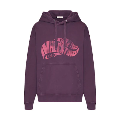 Valentino SS23 Purple Letter Print Hoodie Long Sleeve Pullover VMF25R9K9817