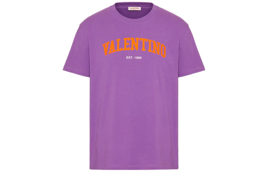 Valentino SS23 Purple Logo Print Crewneck Short Sleeve T-Shirt 2V3MG13D964U15