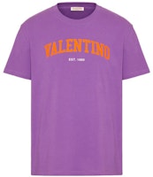 Valentino SS23 Purple Logo Print Crewneck Short Sleeve T-Shirt 2V3MG13D964U15 Valentino SS23 Purple Logo Print Crewneck Short Sleeve T-Shirt 2V3MG13D964U15