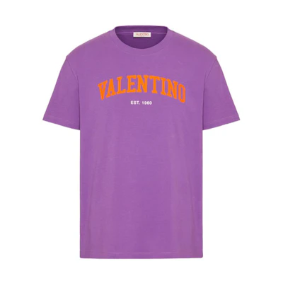Valentino SS23 Purple Logo Print Crewneck Short Sleeve T-Shirt 2V3MG13D964U15