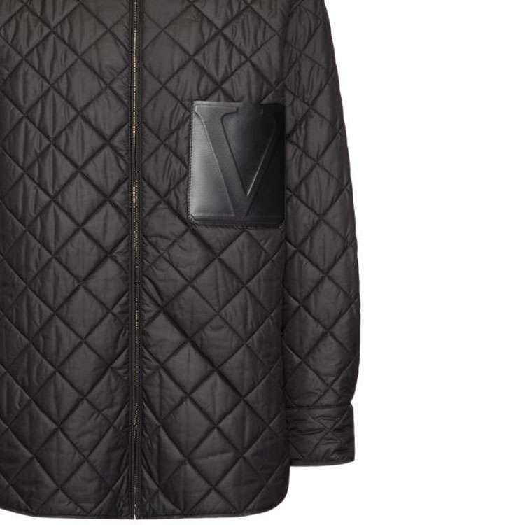 Sizing Valentino 春夏23黑色菱格纹衬衫夹克 2V3CLH3691D0NO