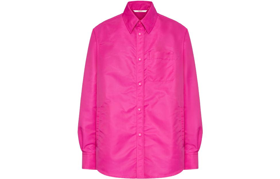 Valentino SS23 Red Solid Button-Up Shirt Jacket 3V3CIA95CKV-UWT