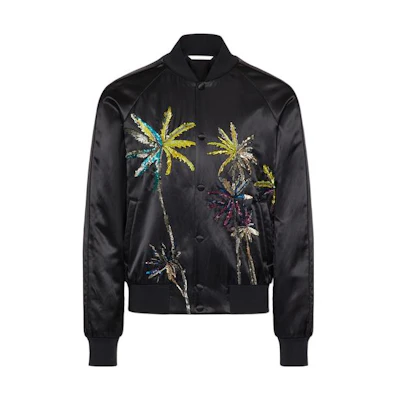 Valentino SS23 Sequin Embroidered Baseball Jacket Black 2V3CI0A094E-0NO