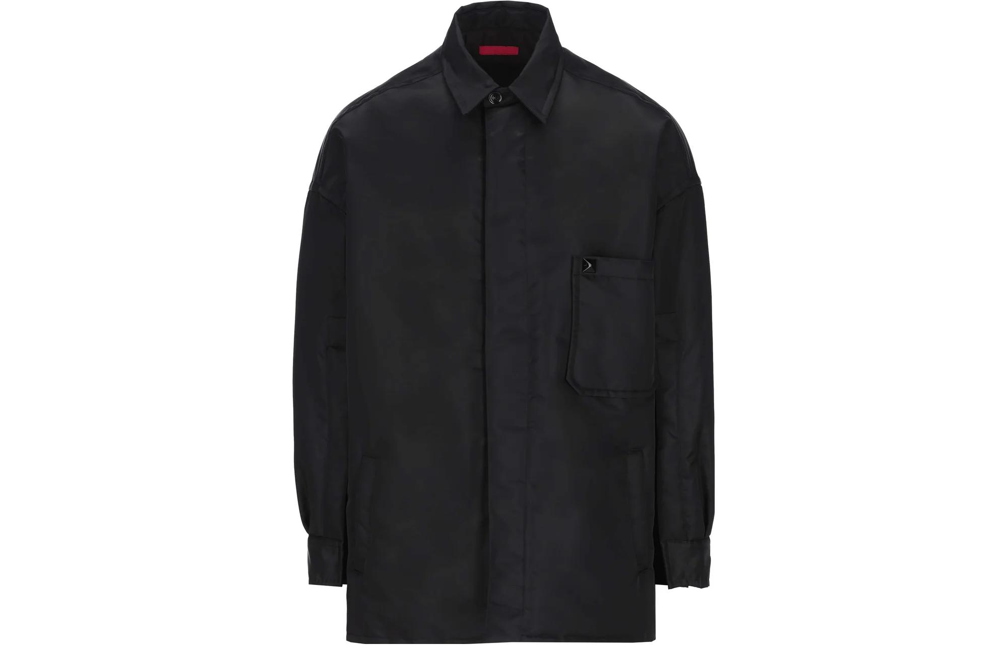 Valentino SS23 Solid Black Polo Shirt Style Casual Jacket 1V0CIM257TV0NO